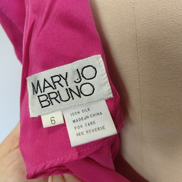 Vintage 1980s Mary Jo Bruno Silk Sheath Dress Size 6 Magenta Pink Glam Bandage - Picture 8 of 11